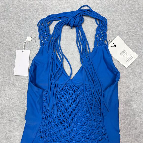 Mikoh Blue Topanga Macrame Halter One Piece Swimsuit Size XS - Picture 6 of 10